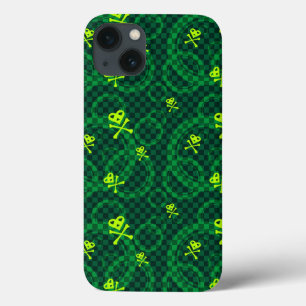 Green Emo Pattern With Circles iPhone 13 Case