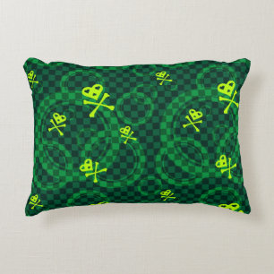 Green Emo Pattern With Circles Decorative Cushion
