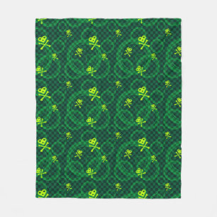Green Emo Pattern With Circles Fleece Blanket