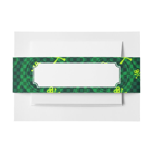 Green Emo Pattern With Circles Invitation Belly Band (Front Example)