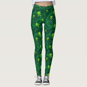 Green Emo Pattern With Circles Leggings
