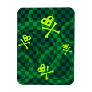 Green Emo Pattern With Circles Magnet