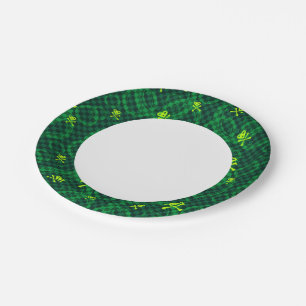 Green Emo Pattern With Circles Paper Plate