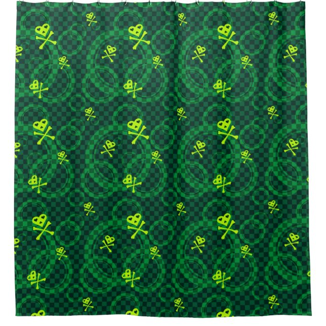 Green Emo Pattern With Circles Shower Curtain (Front)
