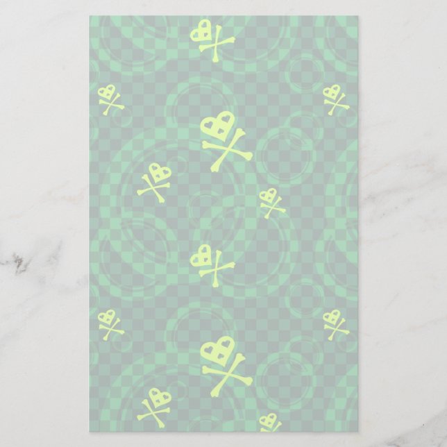 Green Emo Pattern With Circles Stationery (Front)
