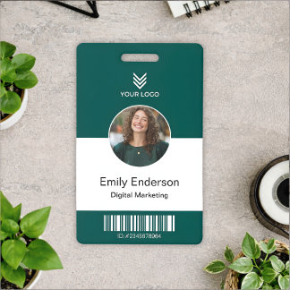Green Employee Name Business Logo Staff Tag Badge ID Badge