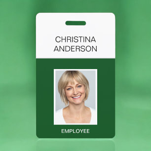Green Employee  - Name Photo Corporate Work ID Badge
