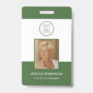 Green Employee Photo ID Security Badge with Logo