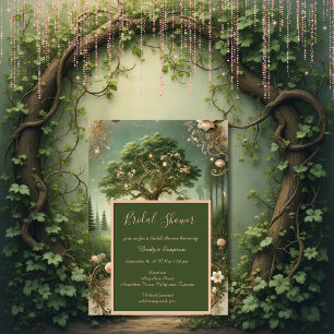 green Enchanted Forest medieval Bridal Shower  Invitation