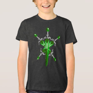 Green Energy Burst Fantasy Sword Tri-Blend Shirt