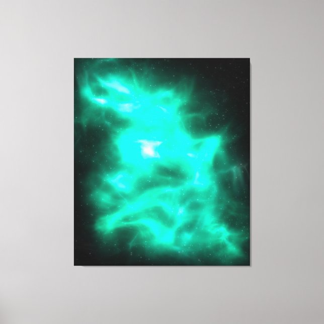 Green Energy Galaxy Art Stretched Canvas Print (Front)