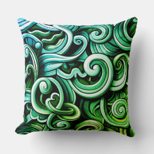 Green Energy Swirls  Cushion
