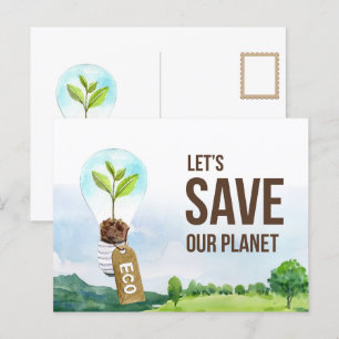 Green Energy Watercolor Quote Postcard