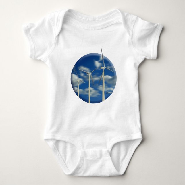 Green Energy Wind Turbine Baby Bodysuit (Front)