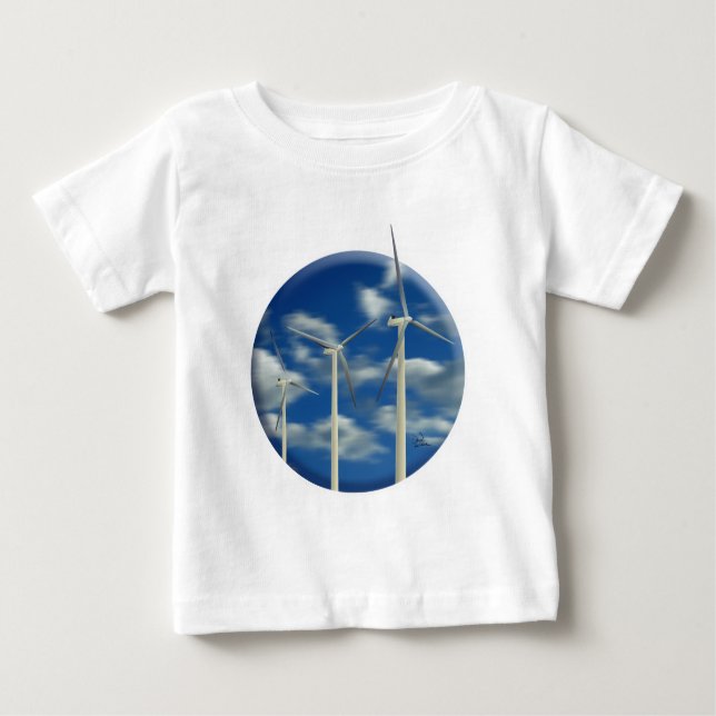 Green Energy Wind Turbine Baby T-Shirt (Front)