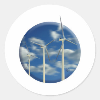 Green Energy Wind Turbine Classic Round Sticker