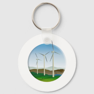 Green Energy Wind Turbine Key Ring