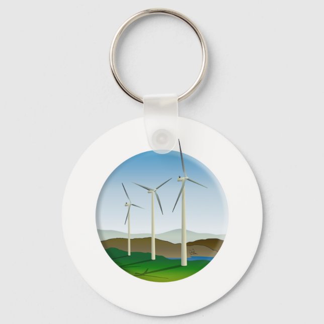 Green Energy Wind Turbine Key Ring (Front)