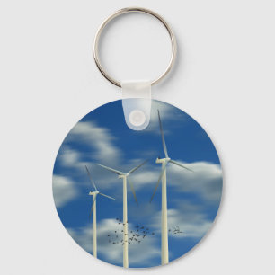 Green Energy Wind Turbine Key Ring