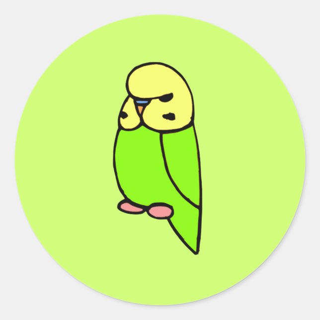 Green English Budgie Classic Round Sticker (Front)