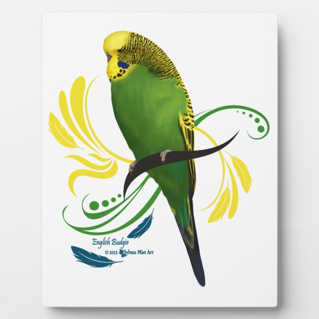 Green English Budgie Plaque (Front)