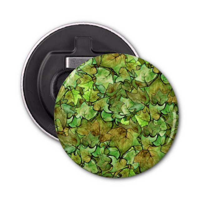 Green English Ivy Nature Watercolor Pattern Bottle Opener (Front)