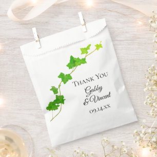 Green English Ivy Vine Foliage Wedding Favour Bags