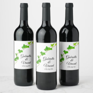 Green English Ivy Vine Foliage Wedding Wine Label