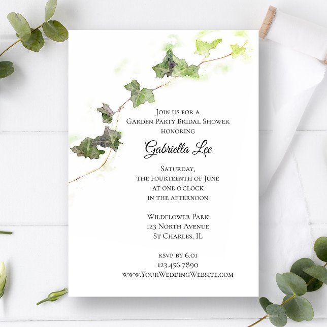Green English Ivy Vine Garden Party Bridal Shower  Invitation (Creator Uploaded)