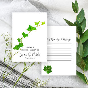 Green English Ivy Vine Share Memory Funeral  Card