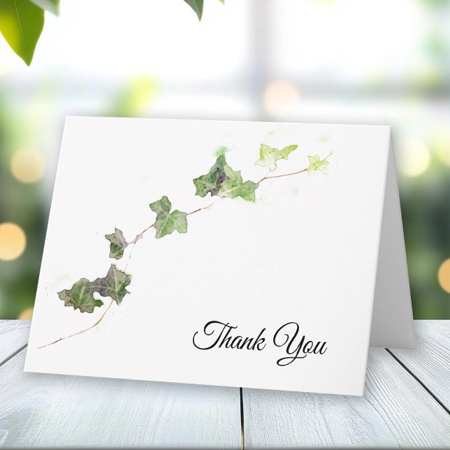Green English Ivy Vine Watercolor Thank You Card (Creator Uploaded)
