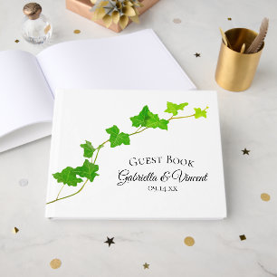Green English Ivy Vines Foliage Wedding Guest Book