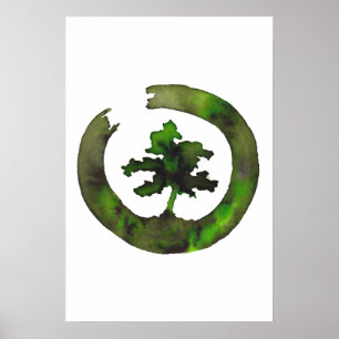Green Enso Bonsai Circle Poster