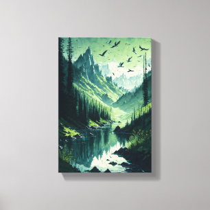 Green environment art canvas paint print