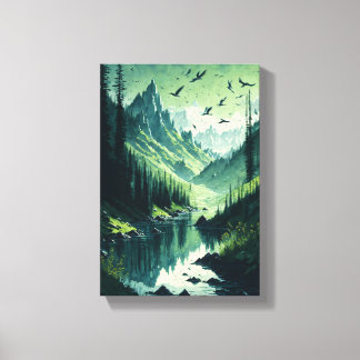 Green environment art canvas paint print