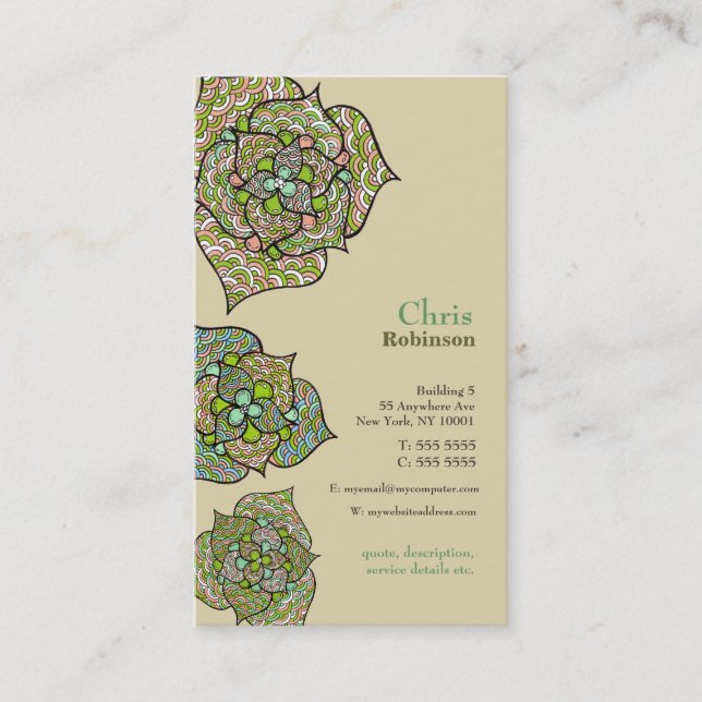 Green Environment Floral Neutral Business Card (Front)