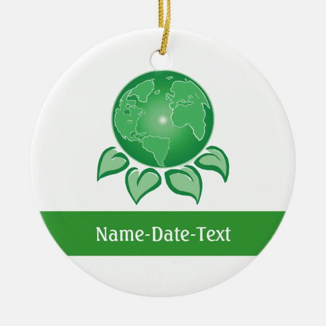 Green, Environmental Ceramic Tree Decoration (Front)