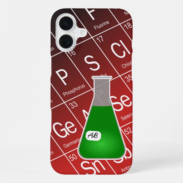 Green Erlenmeyer Flask (with Initials) Chemistry iPhone Case (Back)