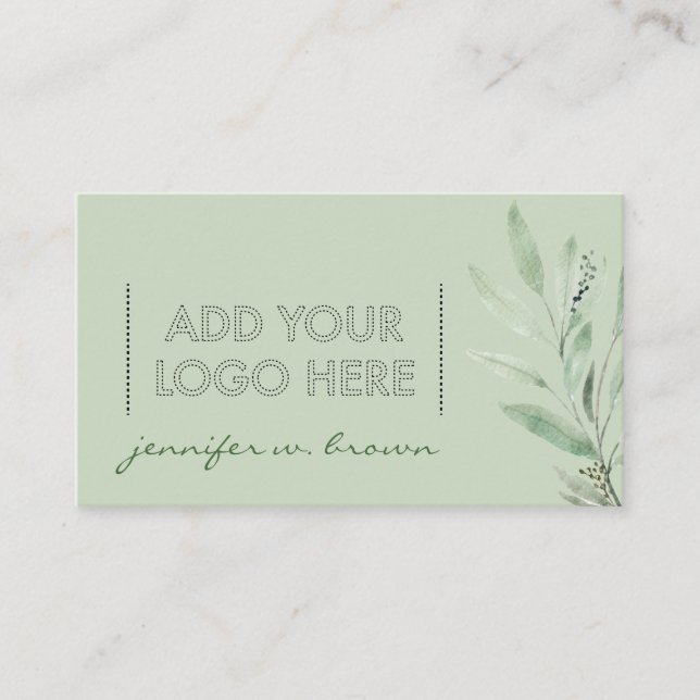 Green Essential Oils Add your custom logo floral Business Card (Front)