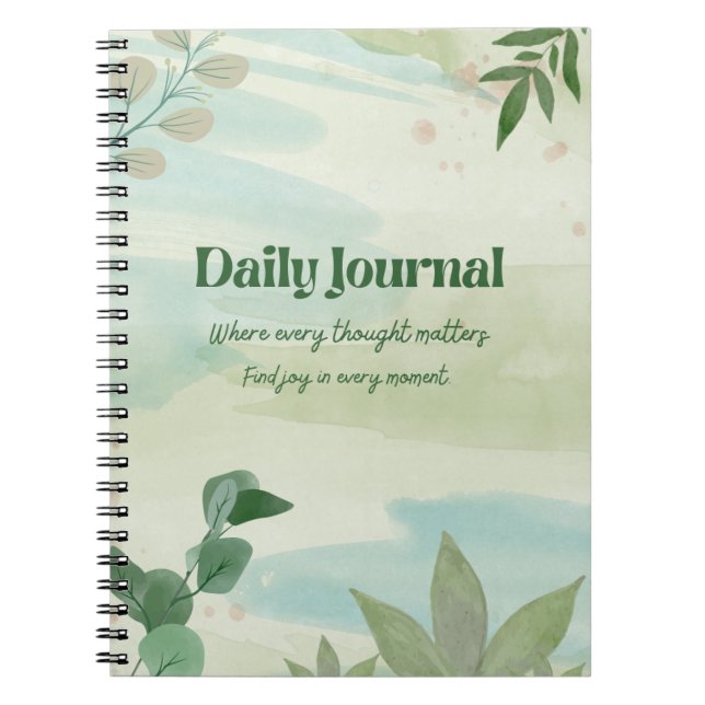Green Esthetic Daily Journal – Motivational & Sty (Front)
