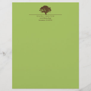 Green eternal oak tree elegant custom autumn personalised letterhead