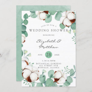 Green Eucalyptus and Cotton Wedding Shower Invitat Invitation