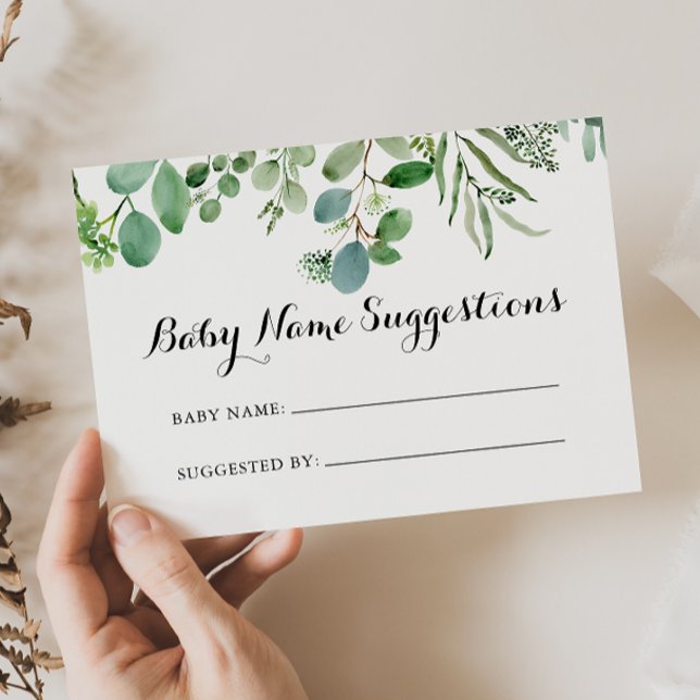Green Eucalyptus Baby Name Suggestions Card (Creator Uploaded)