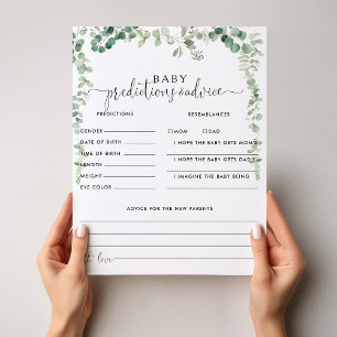 Green Eucalyptus Baby Predictions & Advice Cards