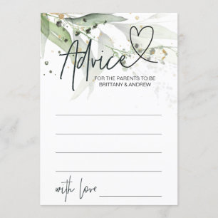 Green Eucalyptus Baby Shower Advice Game Card