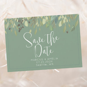 Green Eucalyptus Border Save The Date QR Code