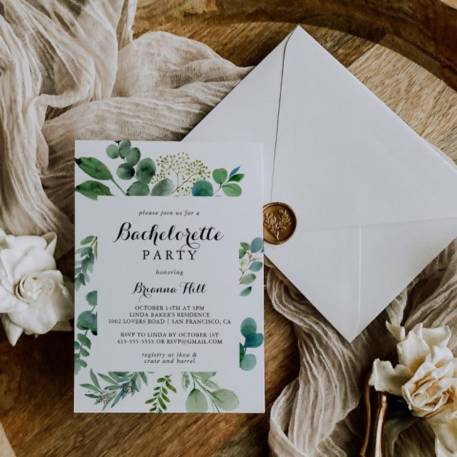 Green Eucalyptus Botanical Bachelorette Party Invitation (Creator Uploaded)