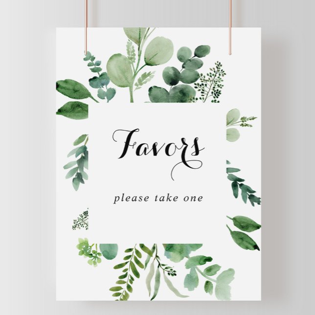Green Eucalyptus Botanical Calligraphy Favours Sig Poster (Creator Uploaded)