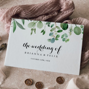 Green Eucalyptus Botanical Calligraphy Wedding Guest Book