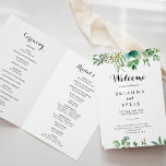 Green Eucalyptus Botanical foliage Folded Wedding Programme<br><div class="desc">This green eucalyptus botanical foliage folded wedding program is perfect for a modern wedding. The design features hand-painted artistic beautiful eucalyptus green leaves,  assembled into neat bouquets to embellish your event.

Include a quote or short message,  order of service,  wedding party and thank you message.</div>